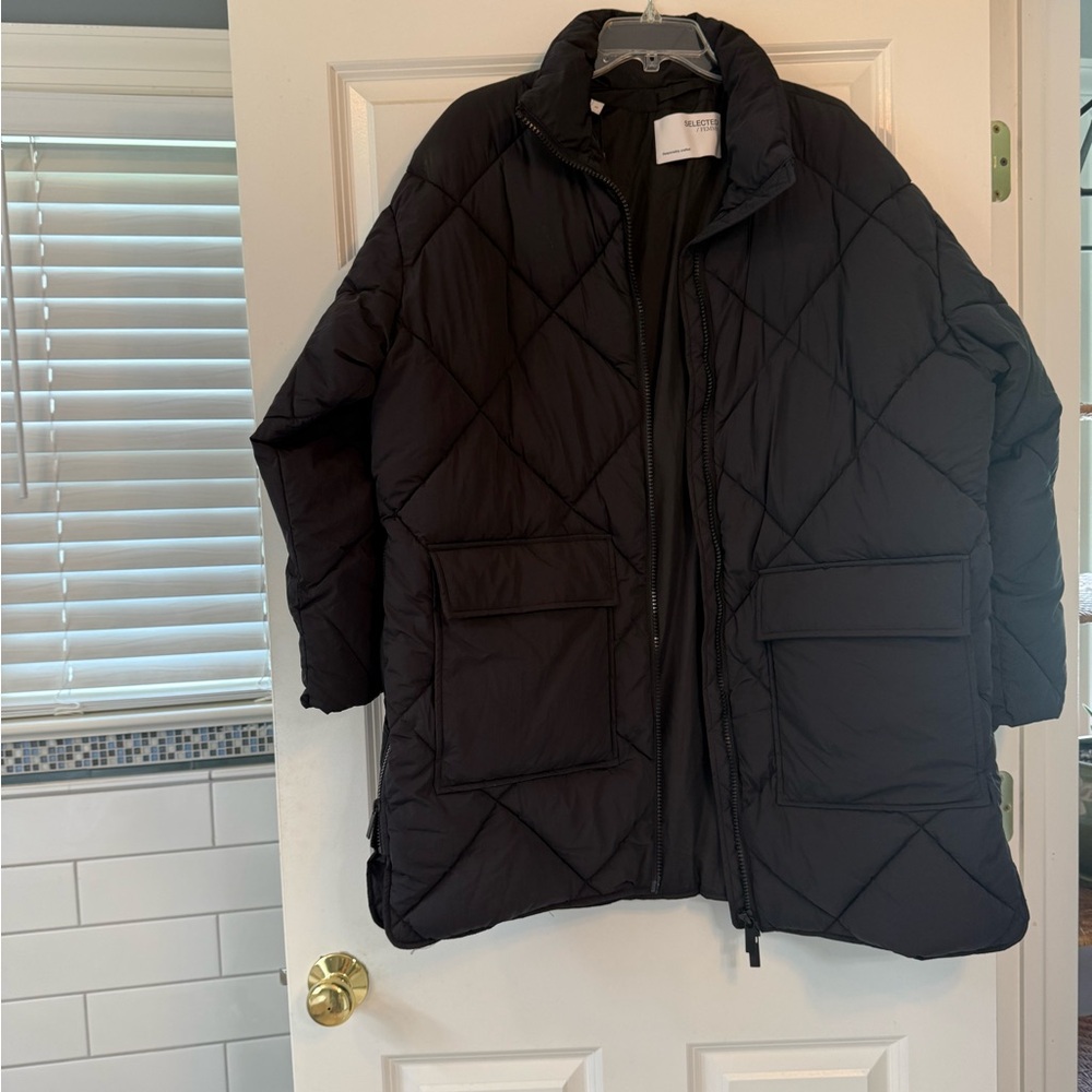 Black Selected puffer Jacket.